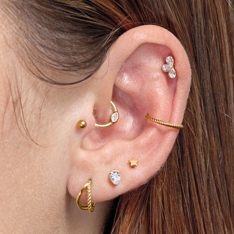 White Half Flower Piercing