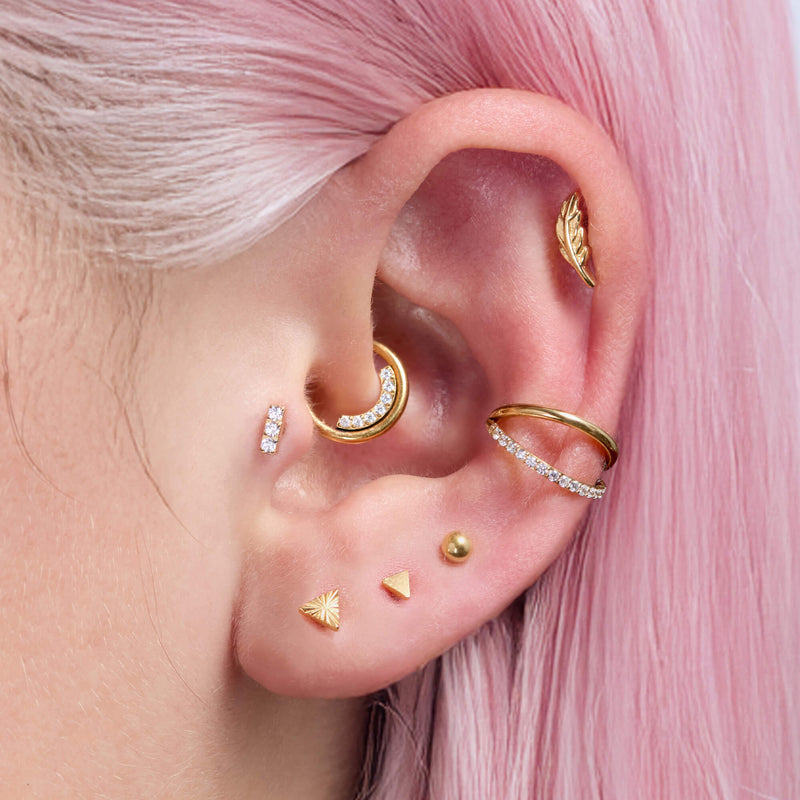 White Tiny Pavé Bar Piercing