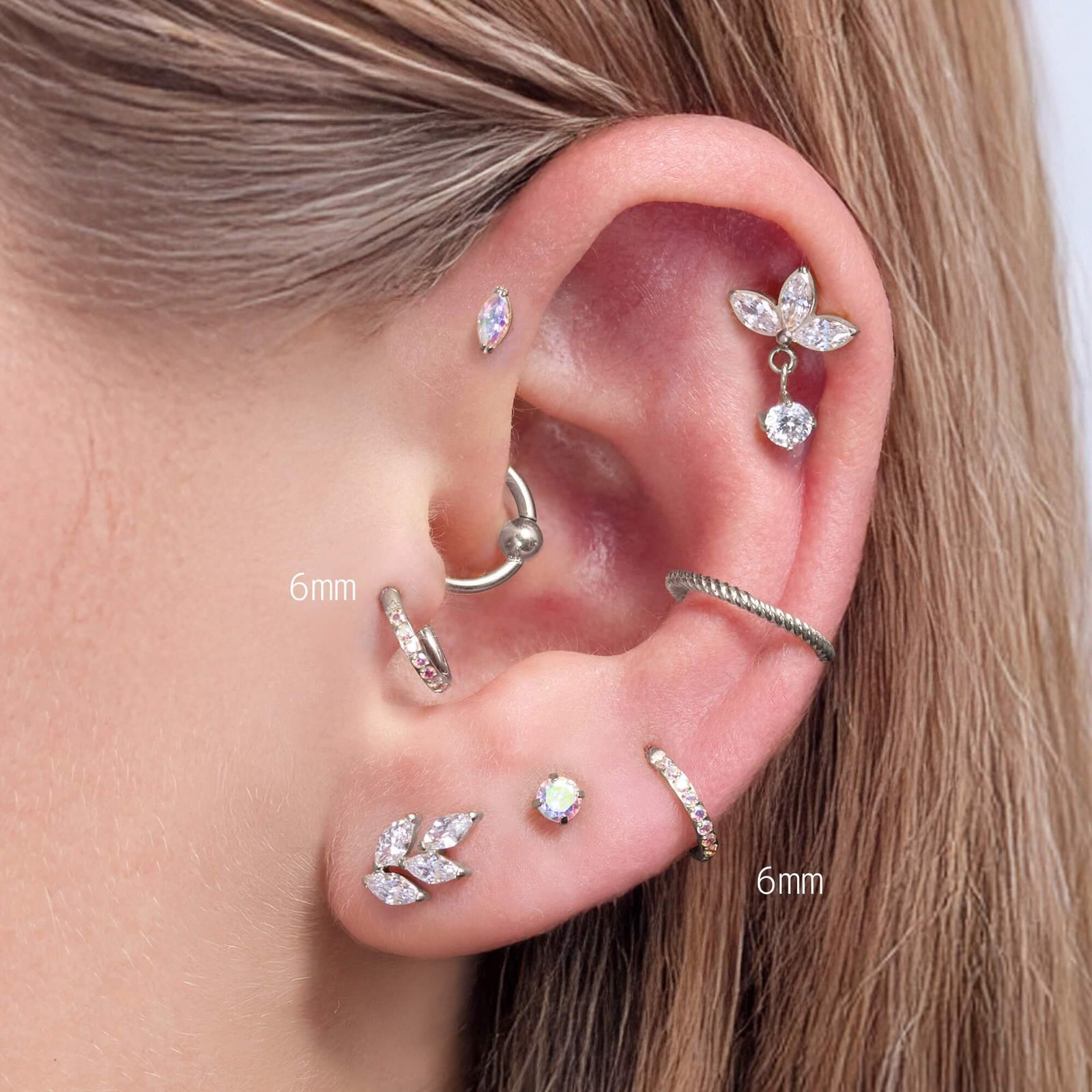 WITH BLING | Titanium Cartilage Clicker – AB CZ Eternity Hoop Ring