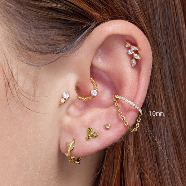 White CZ Clicker With Chain (16G)