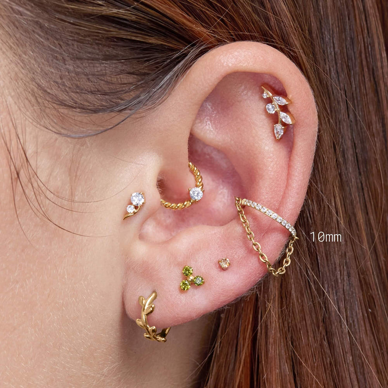 White CZ Clicker With Chain (16G)