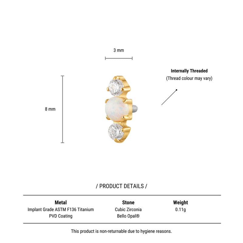 White Opal Trio Gleam Piercing