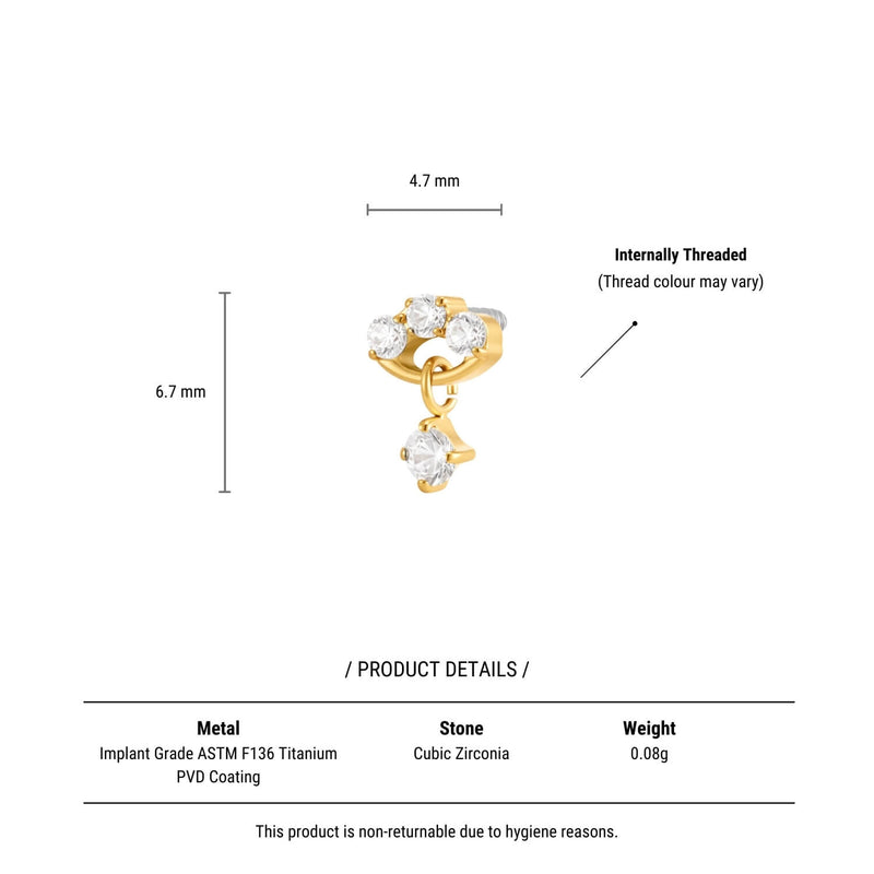 Crystal Dangle Piercing