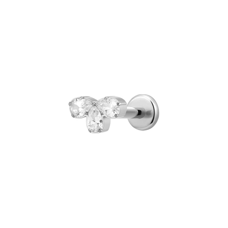 White Half Flower Piercing