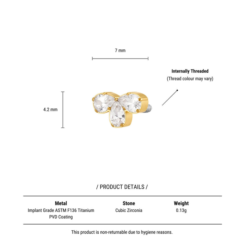 White Half Flower Piercing