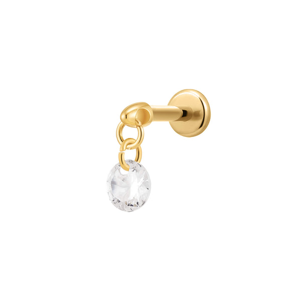 Floating Crystal Round Charm Piercing