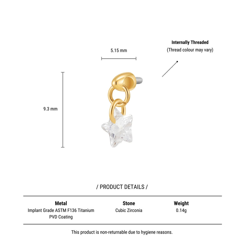 Floating Crystal Star Charm Piercing