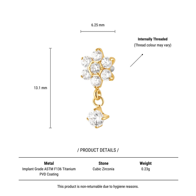 White Flower Dangle Piercing