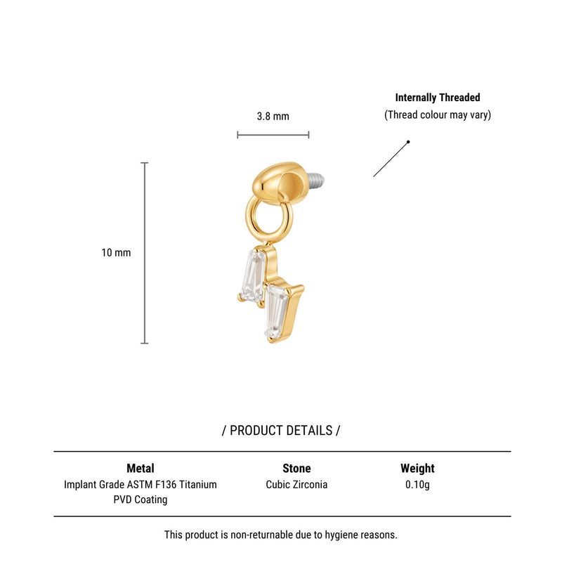 Floating Double Baguette Charm Piercing