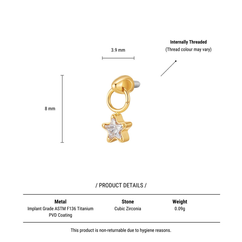 Floating Bezel Star Charm Piercing