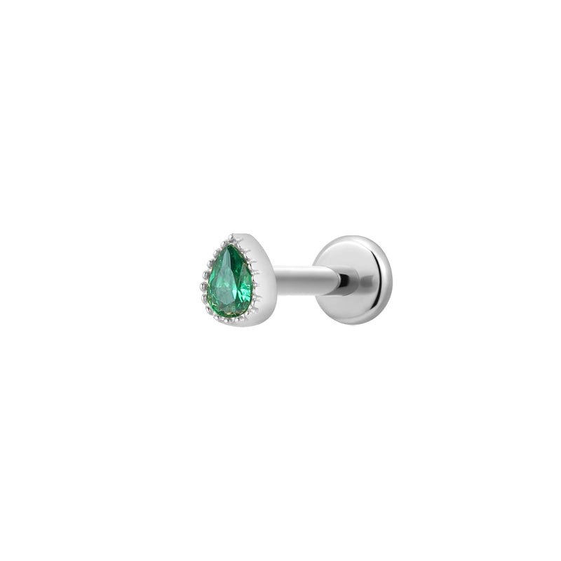 Green Tiny Teardrop Piercing