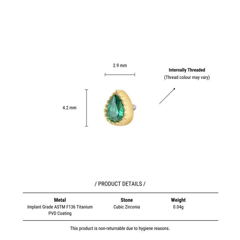 Green Tiny Teardrop Piercing