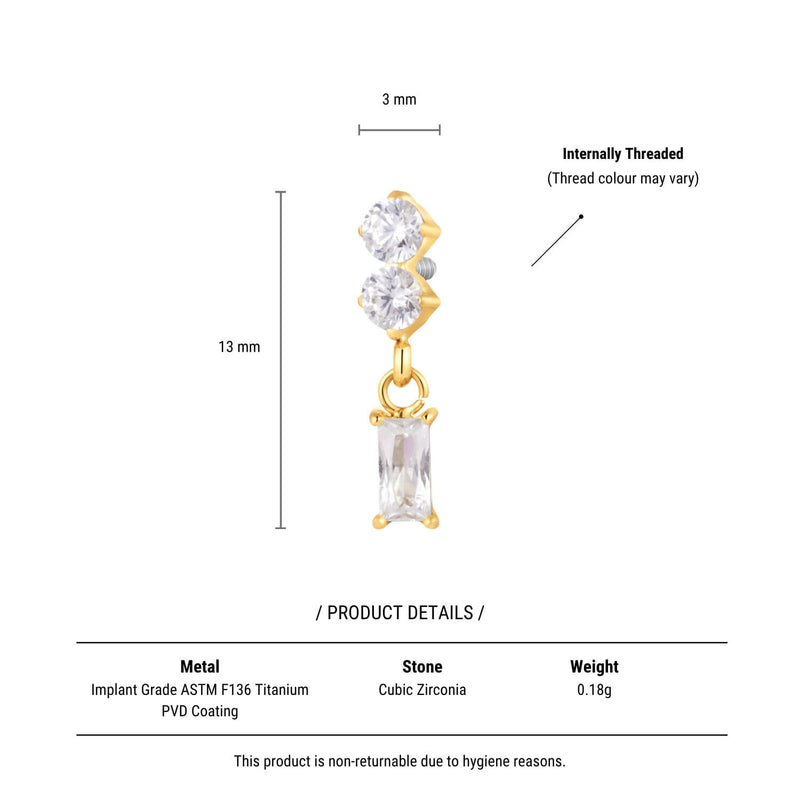 Sparkle Baguette Drop Piercing