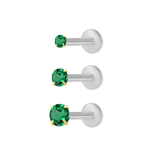 Green Simple CZ Crystal Labret Bundle (16G)
