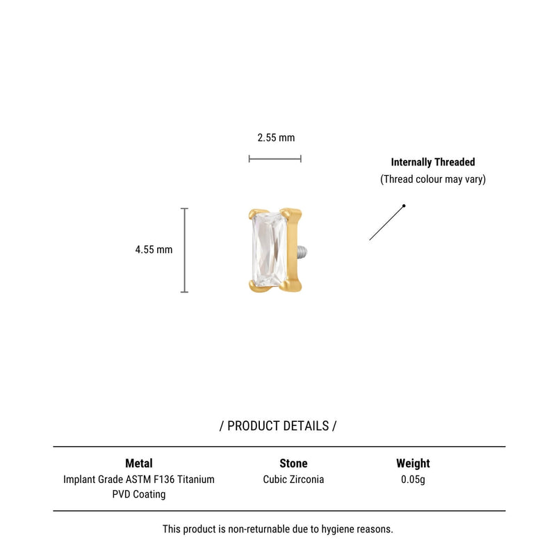 White Single Baguette Piercing