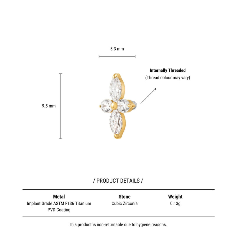 White Marquise Flower Piercing