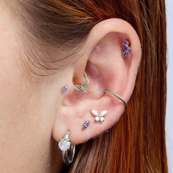 Purple Half Flower Piercing