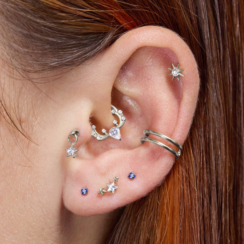 Floating Bezel Star Charm Piercing