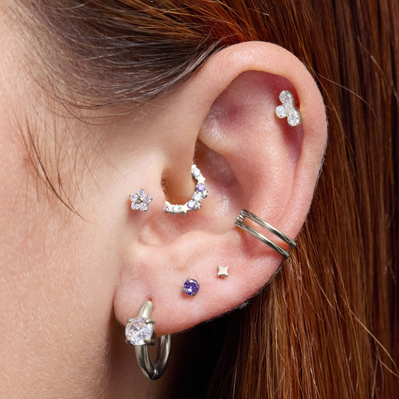 White Half Flower Piercing