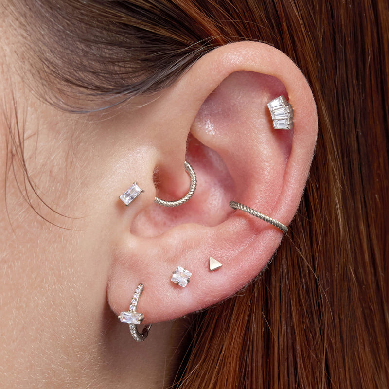 White Trio Baguette Piercing