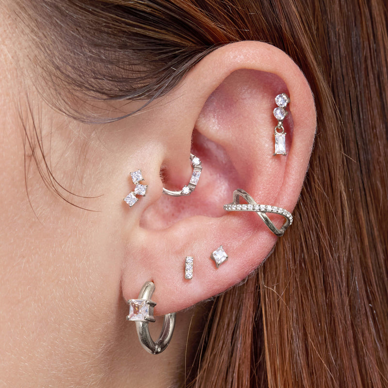White Cubic Trio Piercing