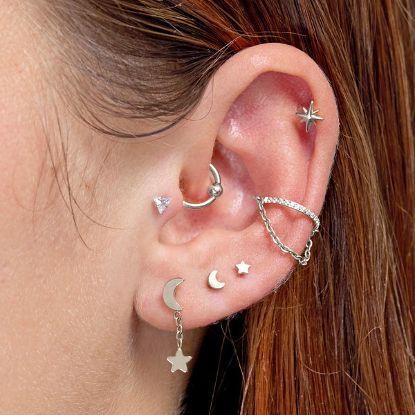 Moon With Star Dangle Piercing