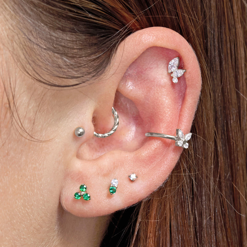 Green 3-Petal Piercing