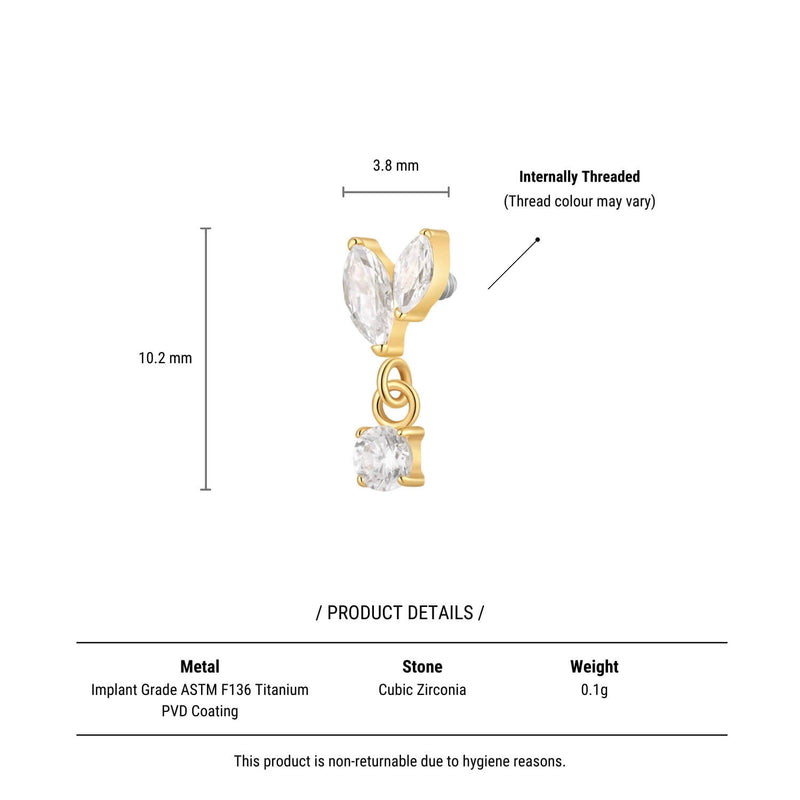White Marquise Cluster Drop Piercing