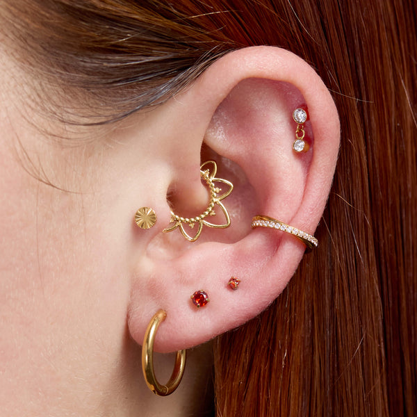 WITH BLING | White Bezel Dangle Stud – Titanium Cartilage Earring