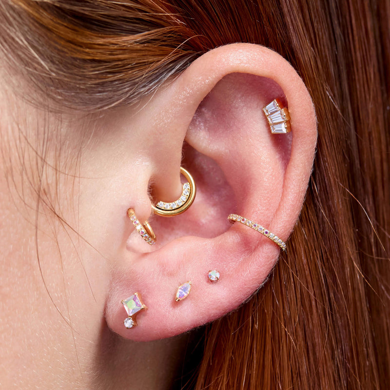 White Trio Baguette Piercing