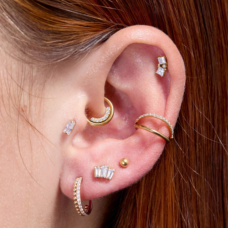 White Trio Baguette Piercing