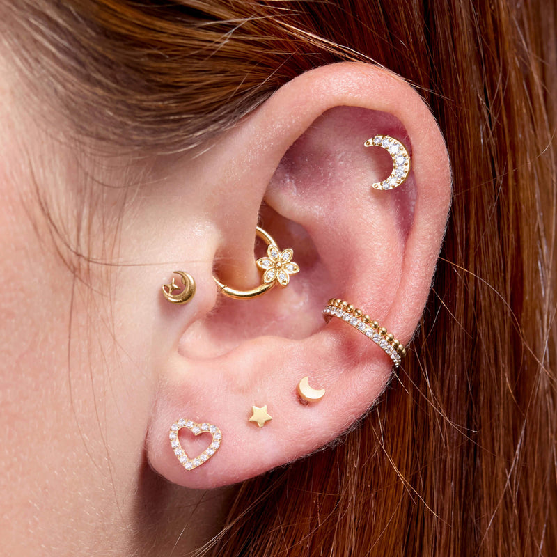 White CZ Heart Piercing