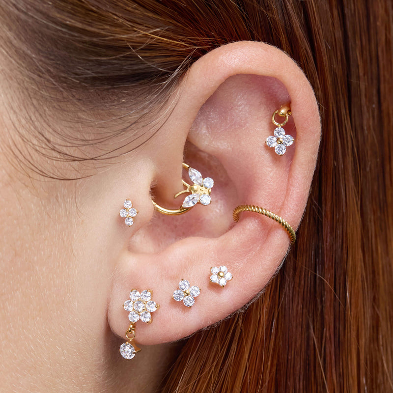 White Flower Dangle Piercing