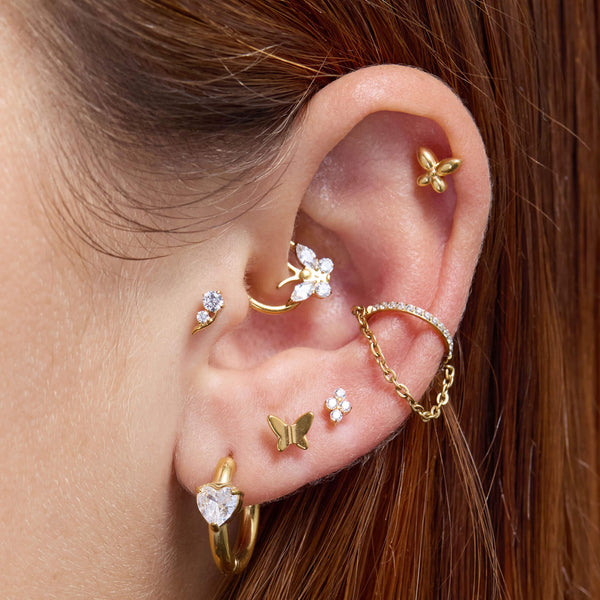 White Quad Cluster Piercing