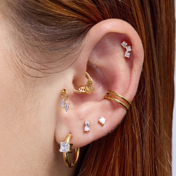 White Cubic Trio Piercing