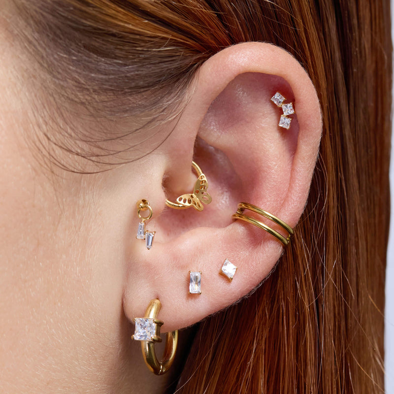 White Cubic Trio Piercing