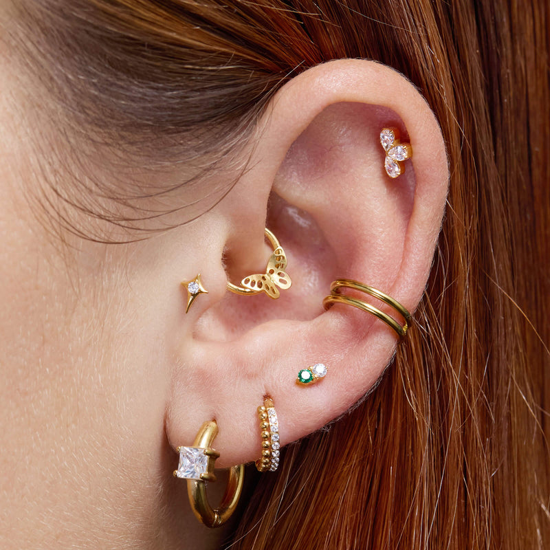 White Half Flower Piercing