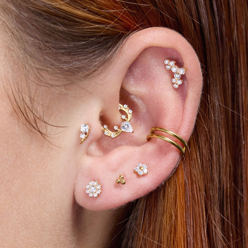 White Small Flower Piercing