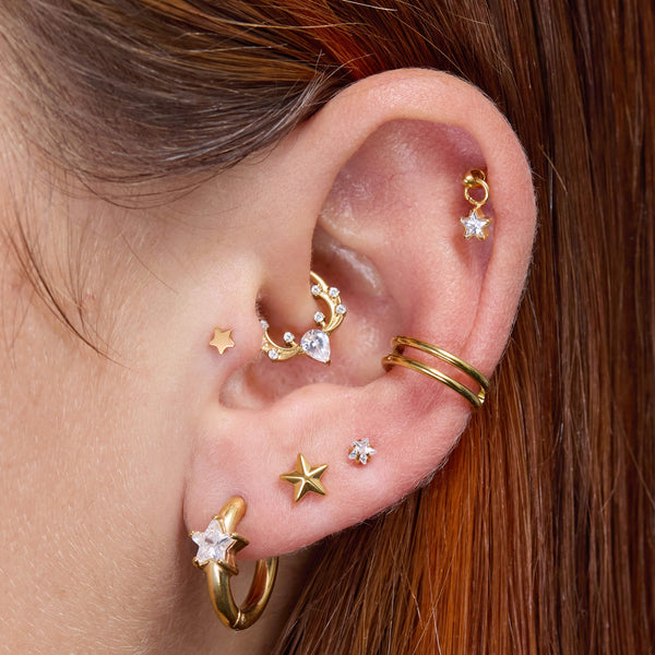 Floating Bezel Star Charm Piercing