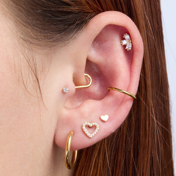WITH BLING | White CZ Heart Stud Earring – Titanium Cartilage Piercing