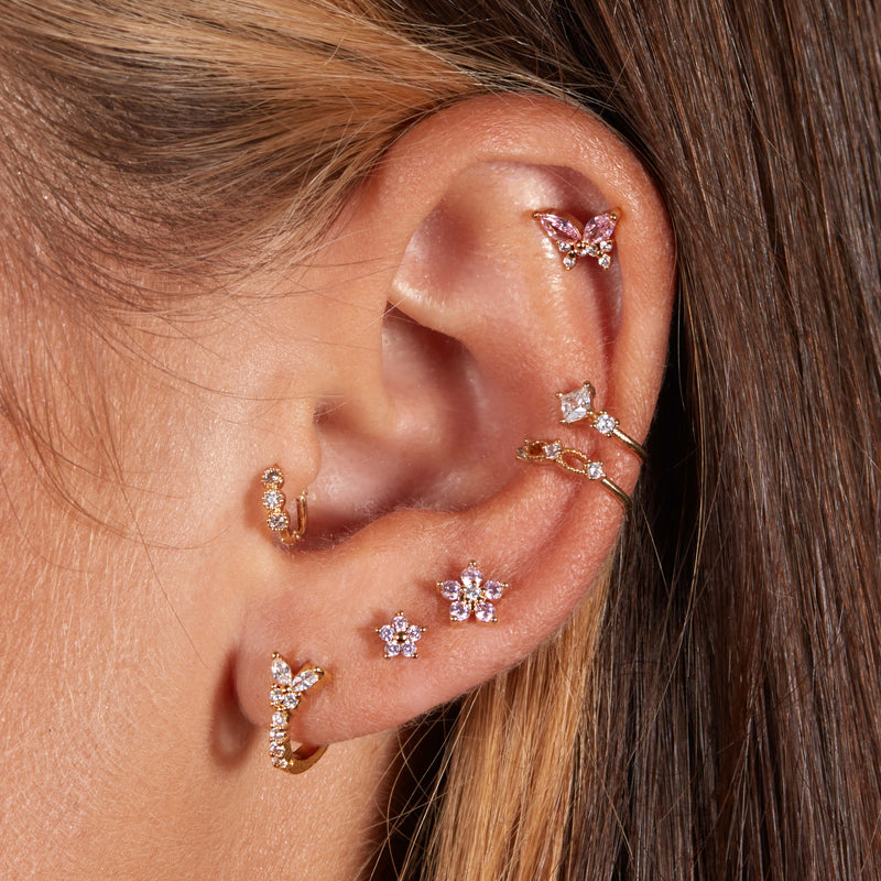 Pink Crystal Butterfly Piercing