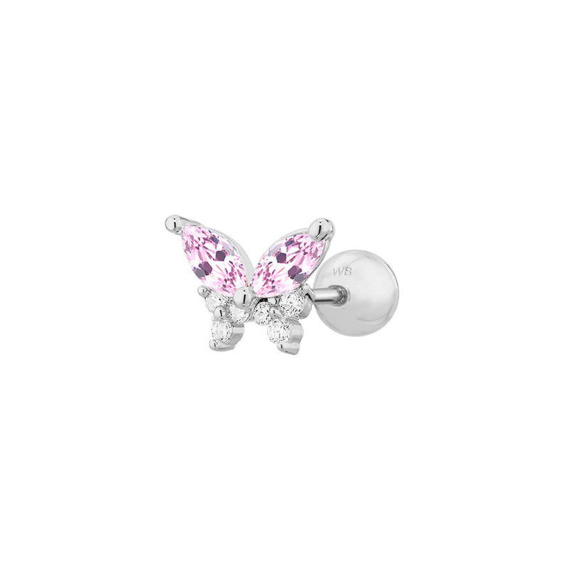 Pink Crystal Butterfly Piercing