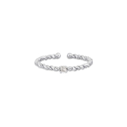 White CZ Solitaire Twisted Band Ring